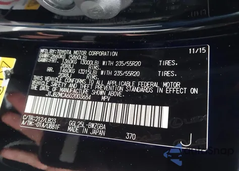 2016 Lexus Rx 350 z USA, uszkodzony, nr VIN JTJBZMCA6G2003684